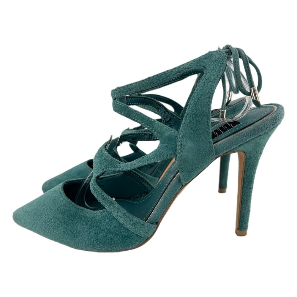 White House black market womens heels size 7.5 blue suede pointy toe stilettos - Picture 4 of 13